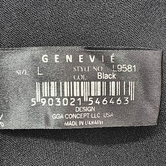 GENEVIE Dress Women Large Black Floral Lace Midi Tea Length 3/4 Sleeve Party NEW - Picture 10 of 12